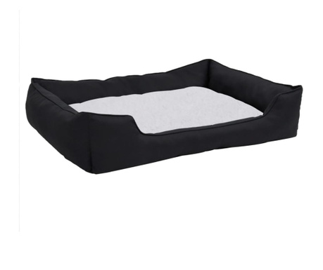 Кучешко легло, черно и бяло, 85,5x70x23 см, ленена визия, полар