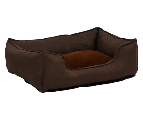 Кучешко легло, кафяво, 85,5x70x23 см, ленена визия, полар