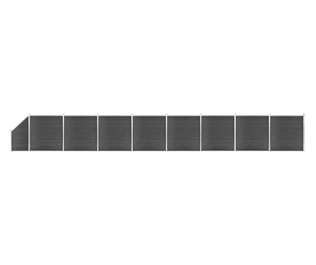 fekete WPC kerítéspanelszett 1484 x (105-186) cm