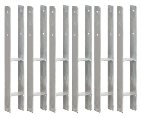 Подпори за ограда 6 бр сребристи 8x6x60 см поцинкована стомана