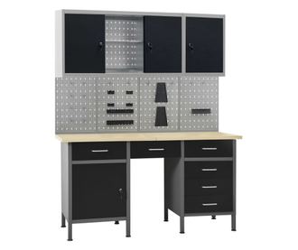 Banc de lucru cu patru panouri de perete si doua dulapuri