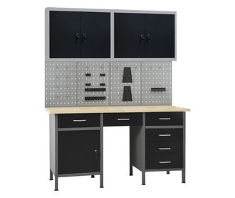 Banc de lucru cu patru panouri de perete si doua dulapuri