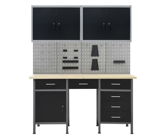 Banc de lucru cu patru panouri de perete si doua dulapuri