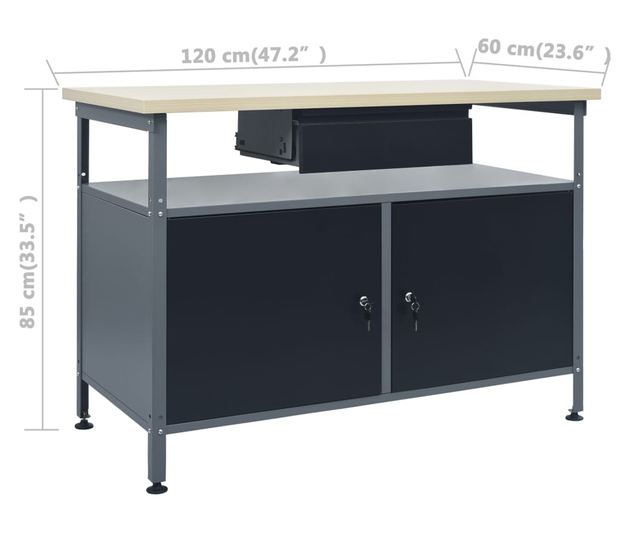 Banc de lucru cu trei panouri de perete