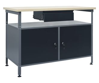 Banc de lucru, negru, 120 x 60 x 85 cm, otel
