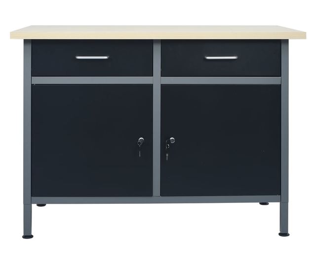 Banc de lucru, negru, 120 x 60 x 85 cm, otel