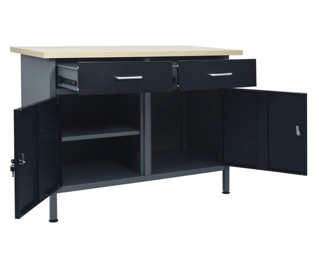 Banc de lucru, negru, 120 x 60 x 85 cm, otel