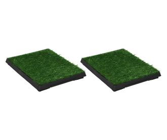 Toaleti za ljubimce s pladnjem i travom 2 kom zeleni 63x50x7 cm