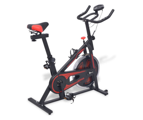 Bicicleta fitness, centrifuga cu senzor puls, negru si rosu