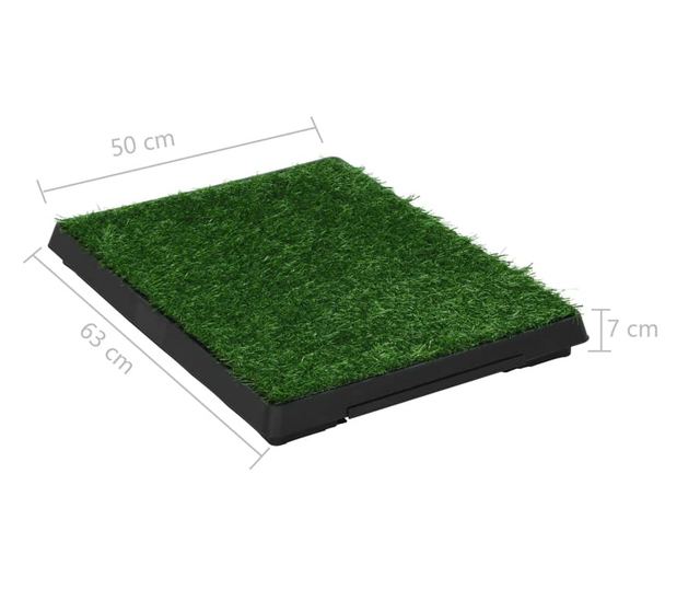 Toalet za ljubimce s pladnjem i travom zeleni 63 x 50 x 7 cm