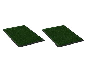 Toaleti za ljubimce s pladnjem i travom 2 kom zeleni 76x51x3 cm