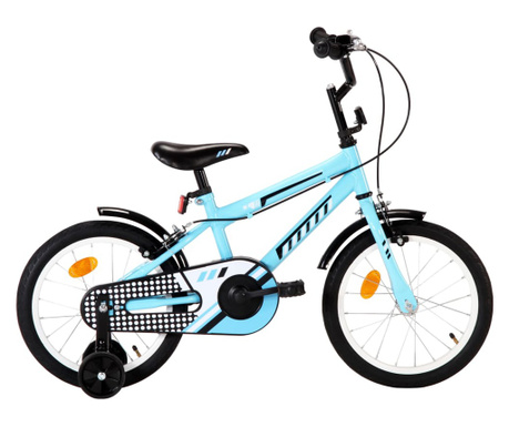 Детски велосипед, 16 цола, черно и синьо