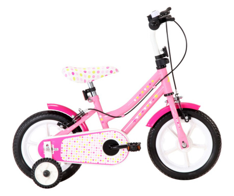 Детски велосипед, 12 цола, бяло и розово