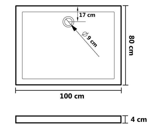 Правоъгълно ABS душ корито, черно, 80x100 см