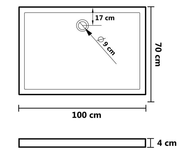 Правоъгълно ABS душ корито, черно, 70x100 см