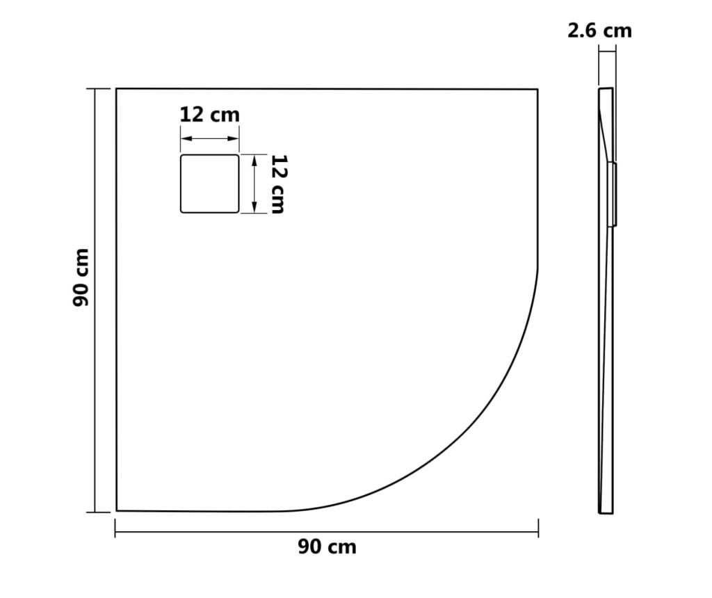 Душ корито, SMC, кафяво, 90x90 см - 8