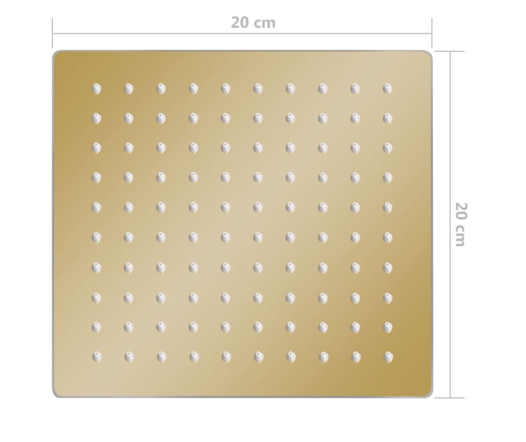 Rainshower душ пита, инокс, 20x20 cм, квадратна, златиста - 7