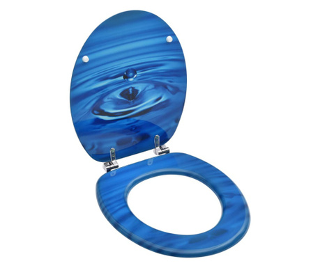 Capac WC, MDF, albastru, model strop de apa