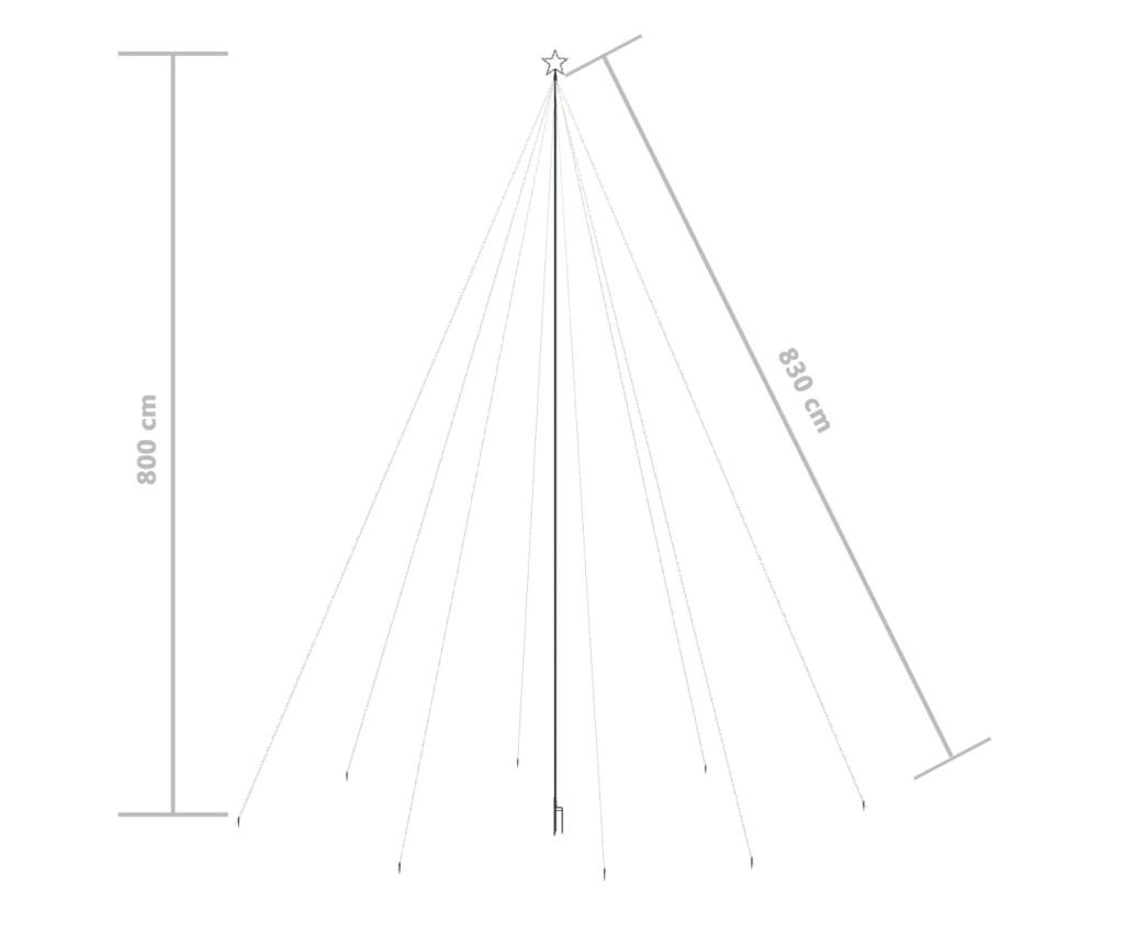 Božićna svjetlosna zavjesa 1300 LED šarenih svjetala 8 m, unutarnja/vanjska. - 8