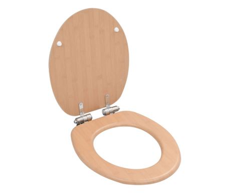 Capac WC cu închidere silențioasă, MDF, design bambus