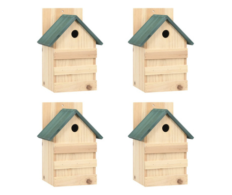 Domki dla ptaków, 4 szt., 23x19x33 cm, drewno jodłowe