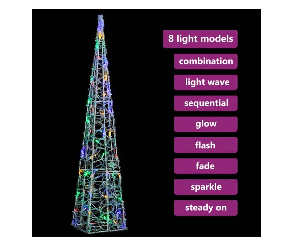 Dekorativni LED konus u više boja, 90 cm, akril - 4