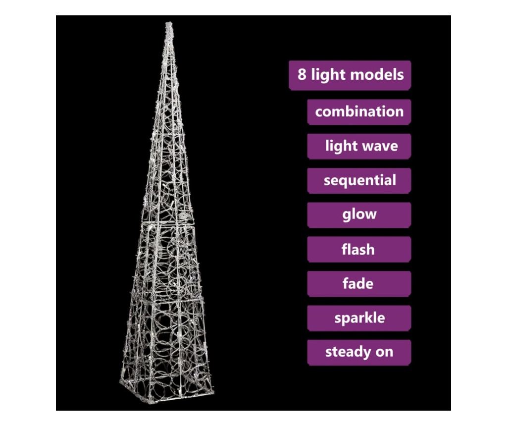 Dekorativni LED svjetlosni konus, hladno bijeli, 120 cm, akril - 4