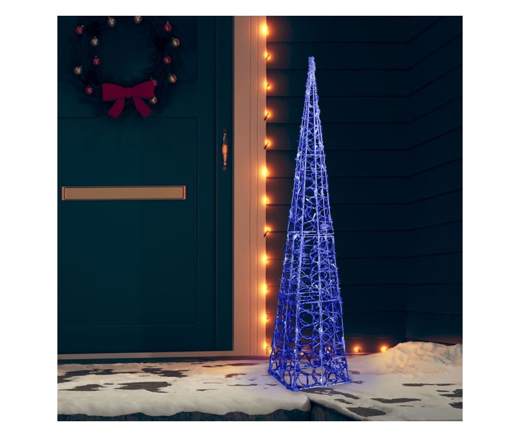 Dekorativni LED svjetlosni konus, plavi, 120 cm, akril - 3