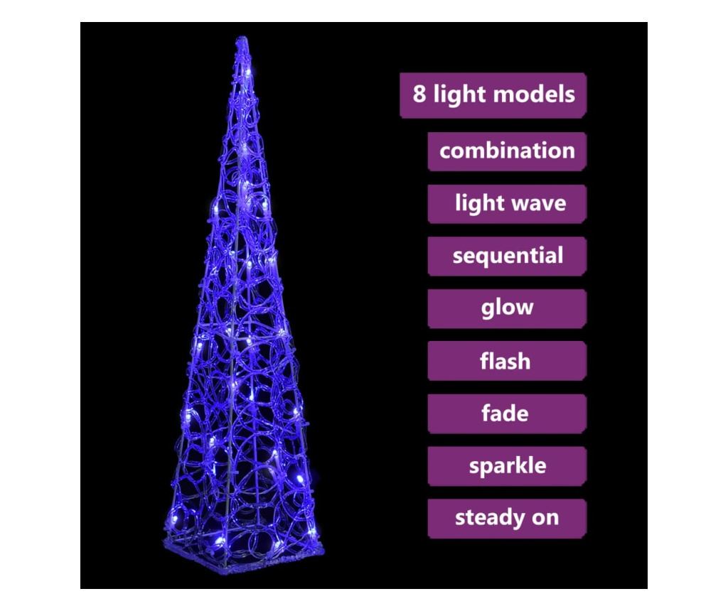 Dekorativni LED svjetlosni konus, plavi, 60 cm, akril - 4