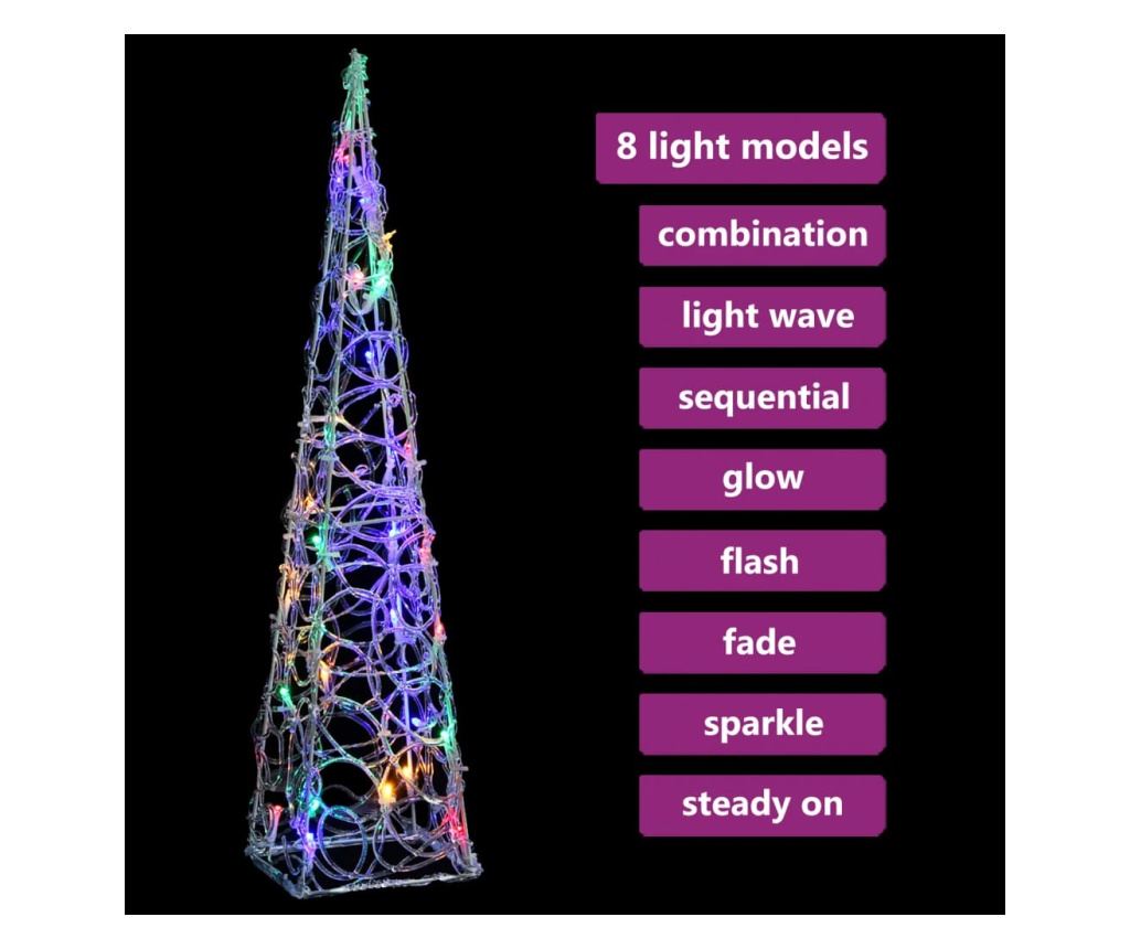 Dekorativni LED konus, višebojni, 60 cm, akril - 3