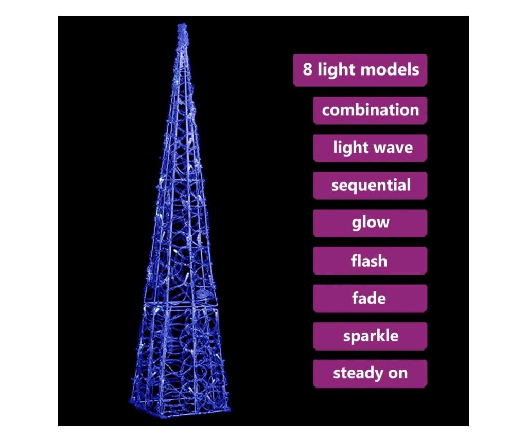 Декоративна синя LED лампа, 90 см, акрил - 4