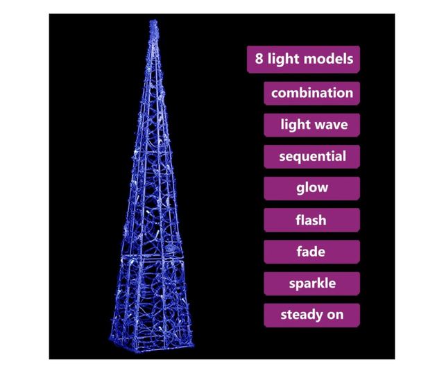 Dekorativni LED svjetlosni konus, plavi, 90 cm, akril