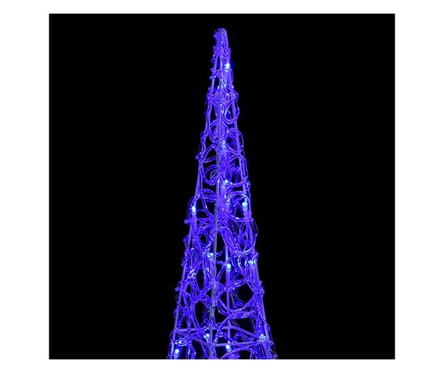 Dekorativni LED svjetlosni konus, plavi, 90 cm, akril