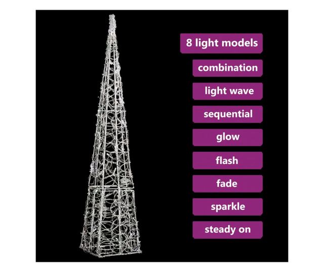 Dekorativni LED svjetlosni konus, hladno bijeli, 90 cm, akril