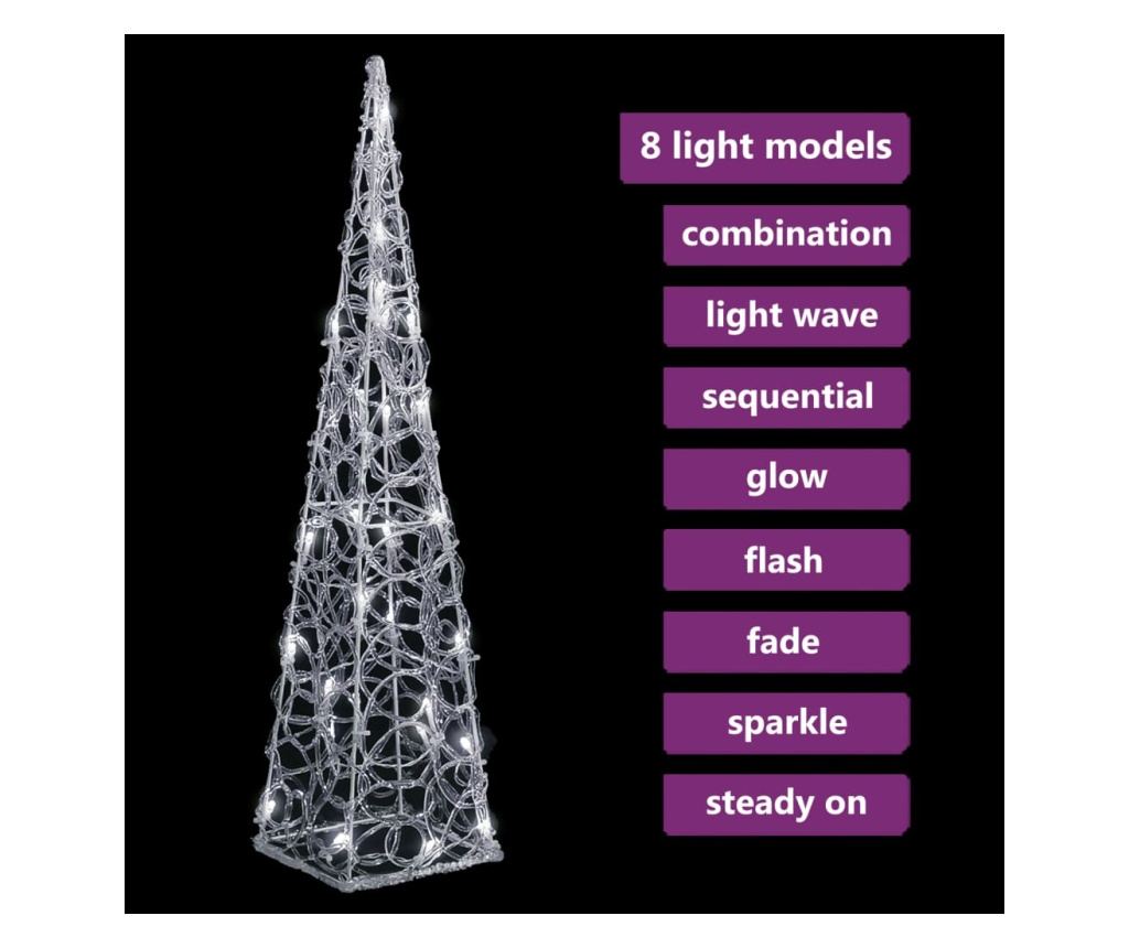 Dekorativni LED svjetlosni konus, hladno bijeli, 60 cm, akril - 3
