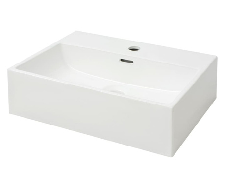 Chiuveta baie, orificiu robinet, alb, 51,5x38,5x15 cm, ceramica