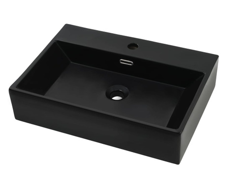 Chiuveta baie, orificiu robinet, ceramica 76x42,5x14,5 cm negru