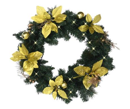 Božićni vijenac s LED svjetlima zeleni 60 cm PVC