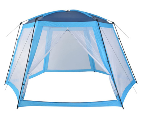 Палатка за басейн, текстил, 500x433x250 см, синя