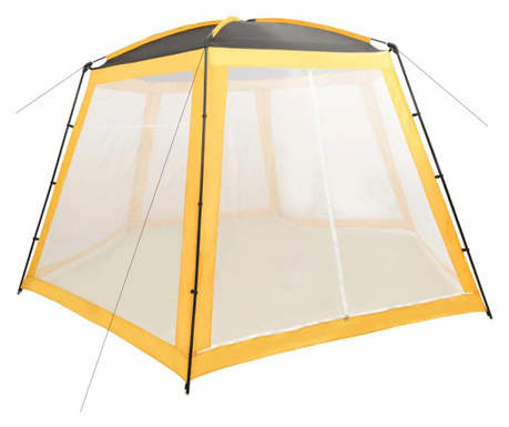 Палатка за басейн, текстил, 500x433x250 см, жълта