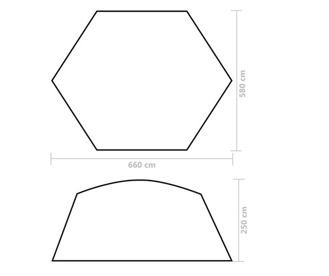 szürke szövet medencesátor 660 x 580 x 250 cm