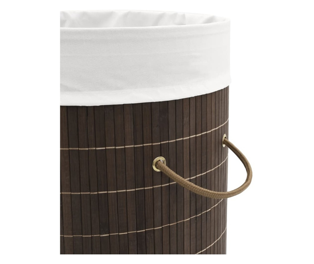 Bambusowy kosz na pranie okrągły, ciemnobrązowy kolor