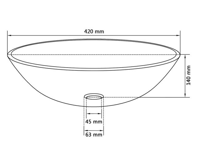 42 cm-es edzett üveg mosdókagyló aranyszínű