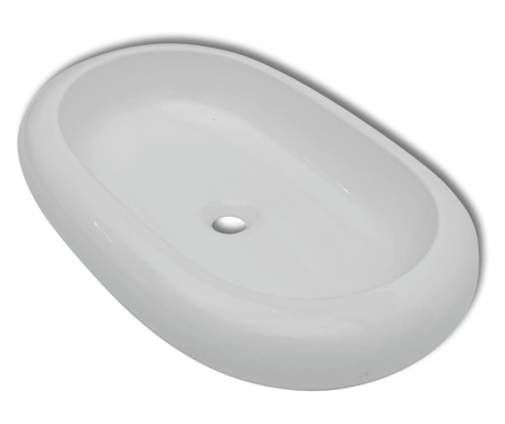 Chiuveta ovala pentru baie din ceramica, Alb
