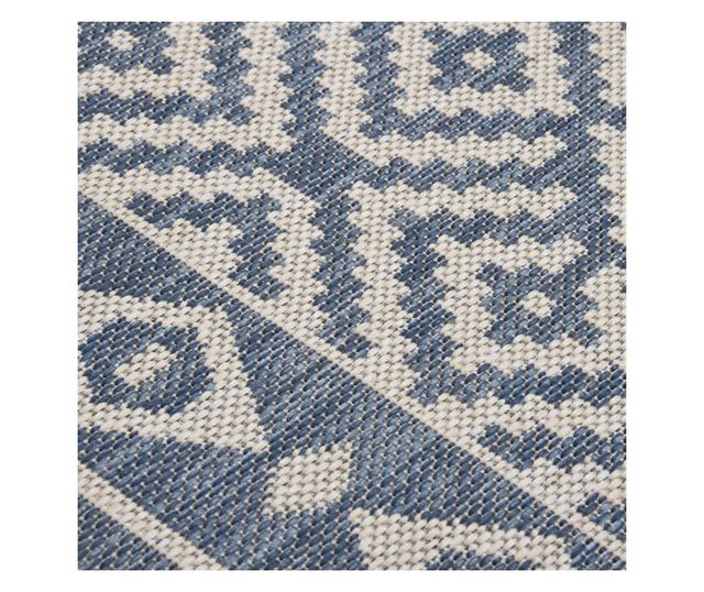 Външна постелка, сини райета, 80x250 см, тъкана на равна повърхност