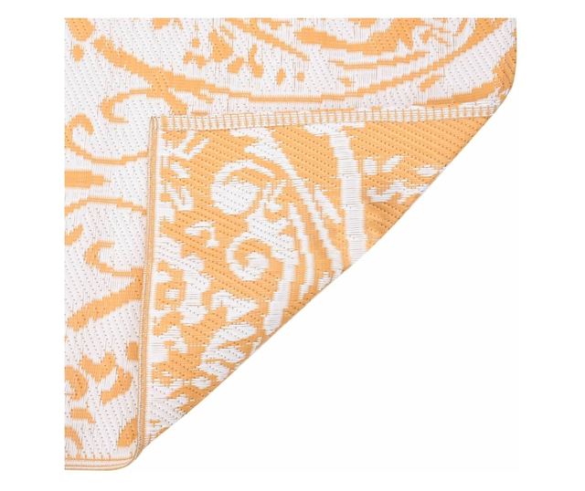 Външен килим, жълт, 140x200 см, PP