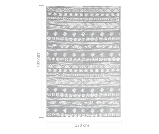 Външен килим, сив, 120x180 см, PP
