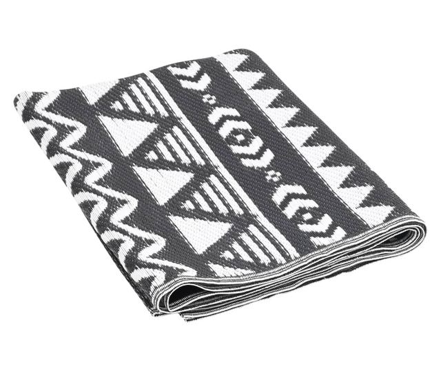 Външен килим, черен, 80x150 см, PP