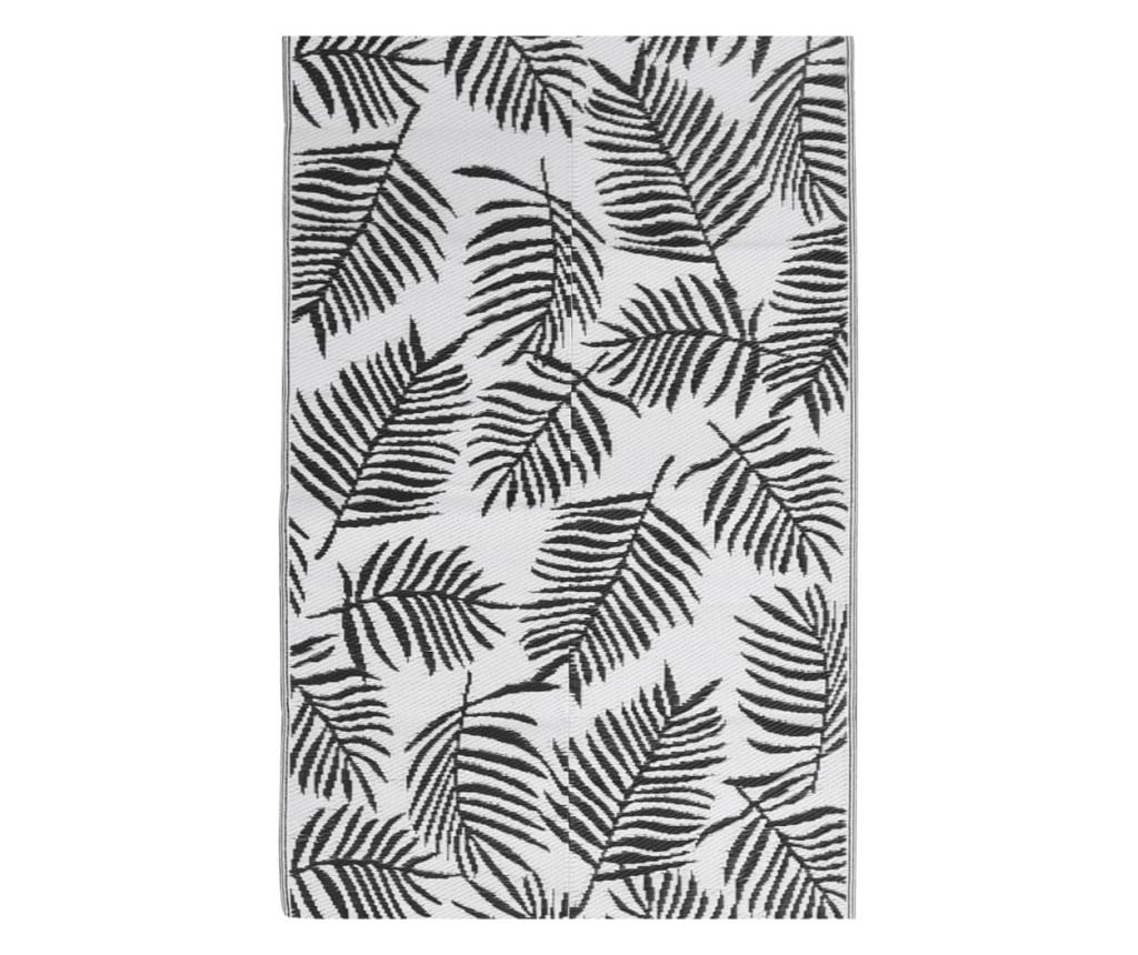 Външен килим, черен, 140x200 см, PP - 2