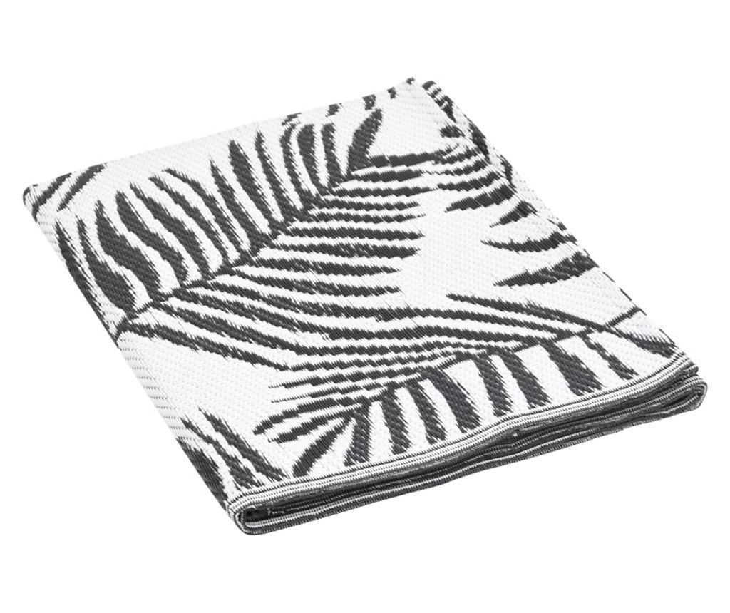 Външен килим, черен, 140x200 см, PP - 5